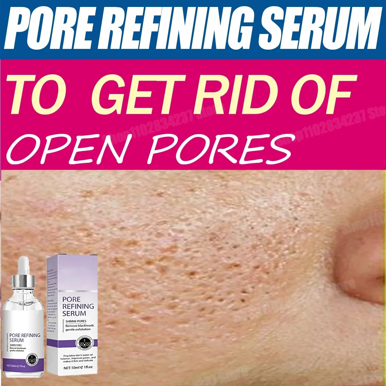 Face Skin Pore Shrinkage Serum Long-Lasting Moisturizing Improves Large Pores Calming Skin Care Essence