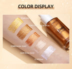 QIBEST 5 Colors Body Face Liquid Highlighter Glitter Makeup Glow Face Contour Shimmer Illuminator Ginger Highlight Cosmetics