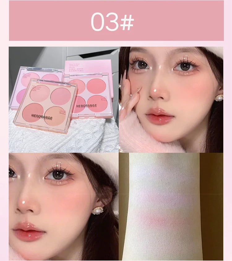 4 Colors Blush Powder Face Makeup Set Mixed Sweet Warm Colors Matte Cheek Powder Facial Beauty Cosmetic Makeup Blush