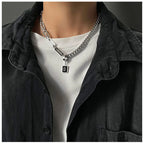 Stainless Steel Chains Rivet Choker Necklace for Men Hiphop Punk Neck Jewelry Short Collar Chain With Pendant Gothic Accessories
