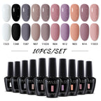 NAILCO 10PCS/Set Gel Nail Polish Gorgeous Full Coverage Semi Permanent Soak Off UV LED Gel Nail Art Base Top Coat Gel Polish Kit