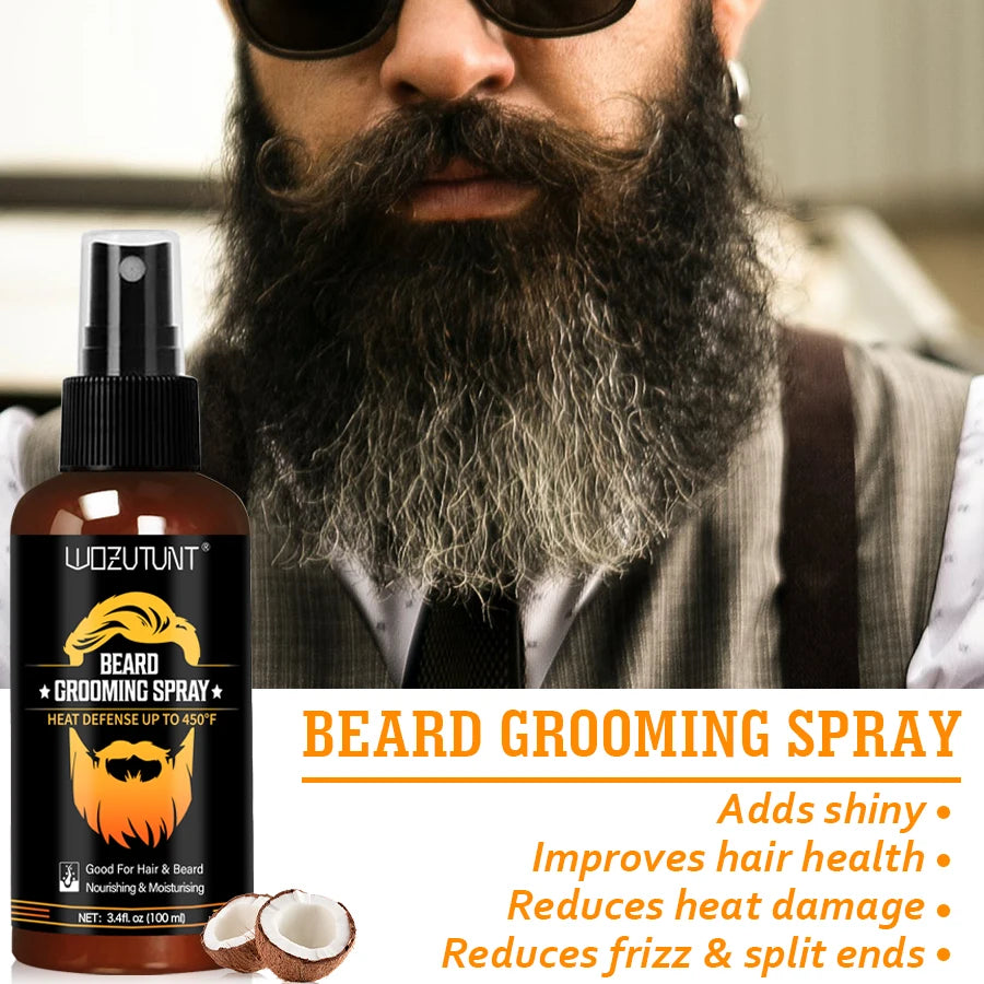 Facial Hair Care Product for Men Moustache Moisturize Grooming Spray Beard Wash Whisker Nourish Oil Softening Styling Beard Balm