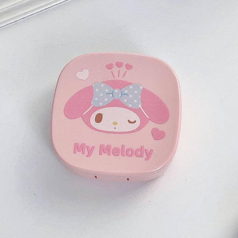 hello kitty color contact lenses Kuromi Sanrio contact  cute kawaii eye contacts care box INS portable box with mirror anime