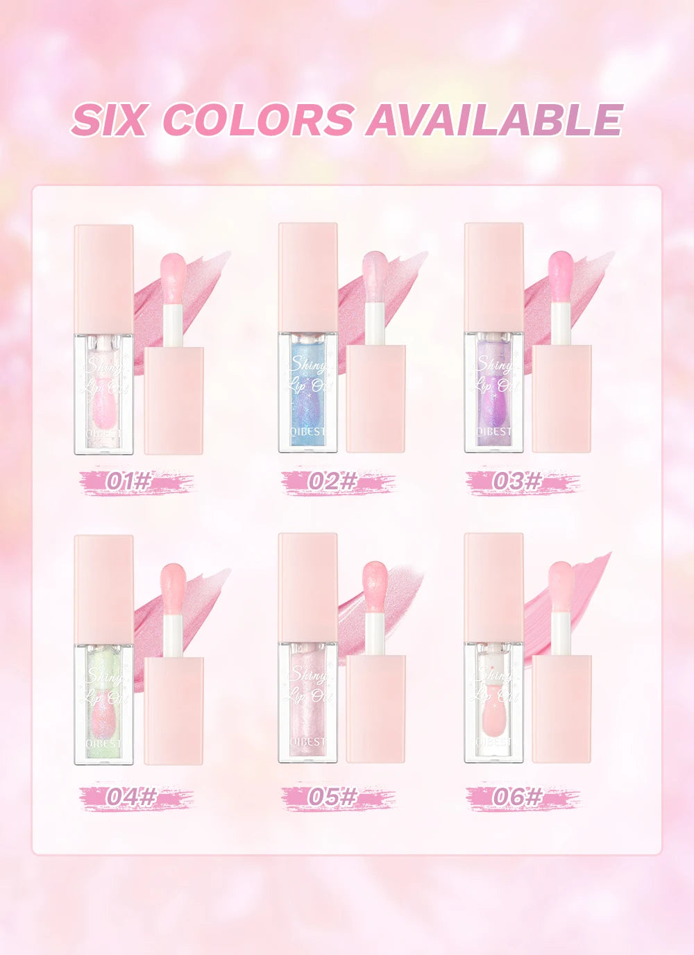 Pearlescent Pink Glitter Lip Oil Lustrous Color Changing Lip Gloss Moisturizing Makeup Lip Balm Mirror Glass Lip Glaze Cosmetics