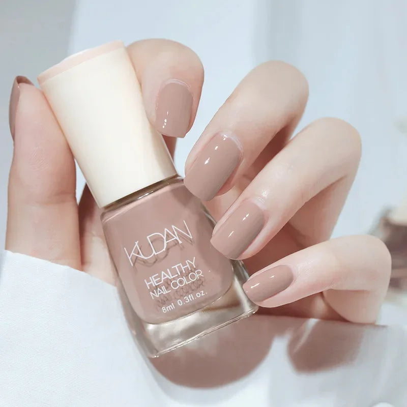 Nail Polish Without Baking Lamp White Fine Glitter Non-baking Non-peel Transparent Shiny Oil Base Coat Nude Nail Polish
