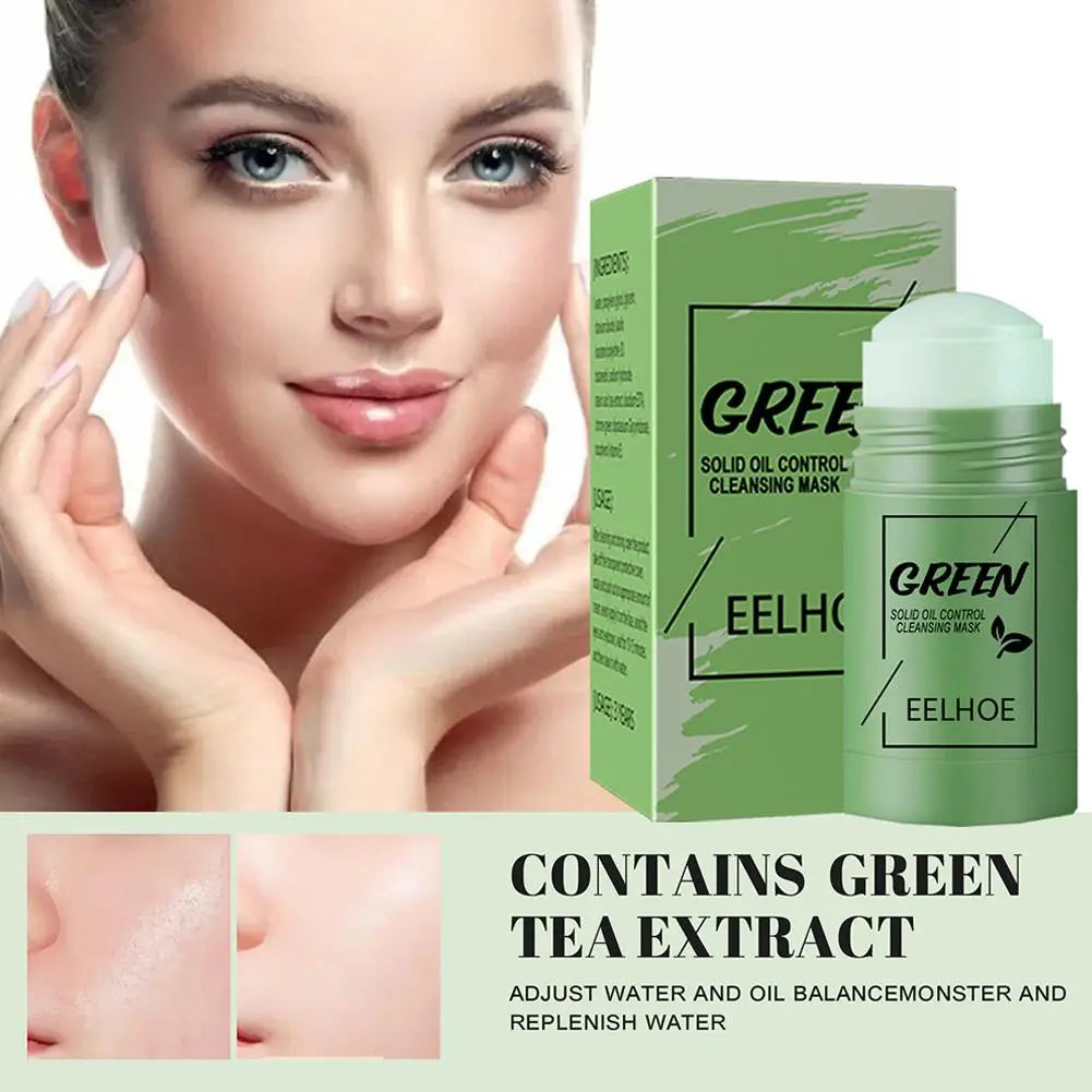 Face Clean Mask Green Tea Cleansing Stick Mask Shrink Pores Deep Blackhead Remover Facial Cleansing Moisturizing Mask Skin Care