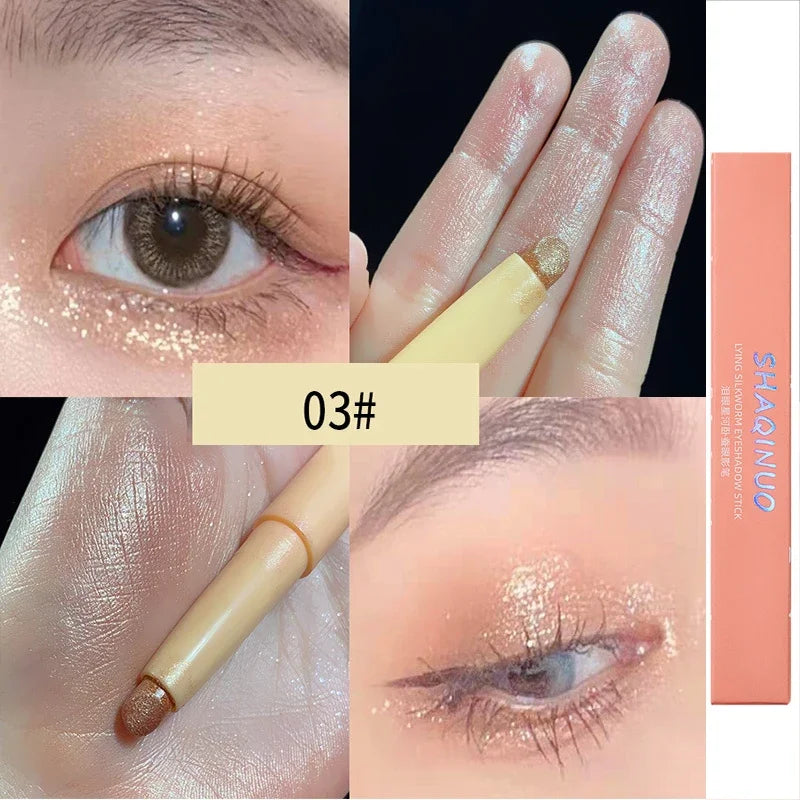 Diamond Glitter Eyeshadow Liner Pencil Face Makeup Highlighter Long lasting Matte Pink Silkworm Champagne Gold Eyeliner Pen