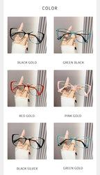 Blue Light Blocking Glasses Cat Eye Color Block Metal Frame Clear Lens Computer Glasses Spectacles For Women