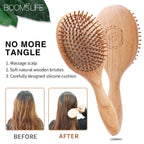Natural Hair Brush Women Wide Tooth Hair Combs Healthy Paddle Cushion Massage Hairbrush Wooden Comb Hair Care Barber Accessories