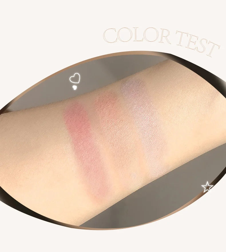 3 Colors Contour Blush Palette Matte Nose Shadow Rose Pink Cheek Glitter Glowing Illuminator Highlighter Powder Bronzer Makeup