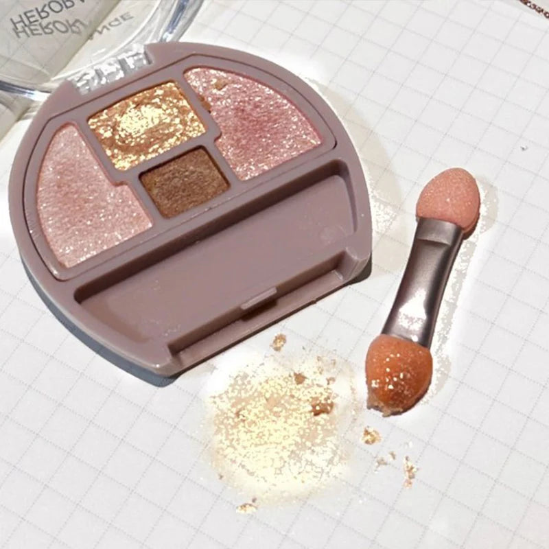 Four-color Eye Shadow Powder Palette Shimmering Glitter Natural Eyelid Silkworm Contour Shadow Natural Tone Pink Eyeliner Makeup
