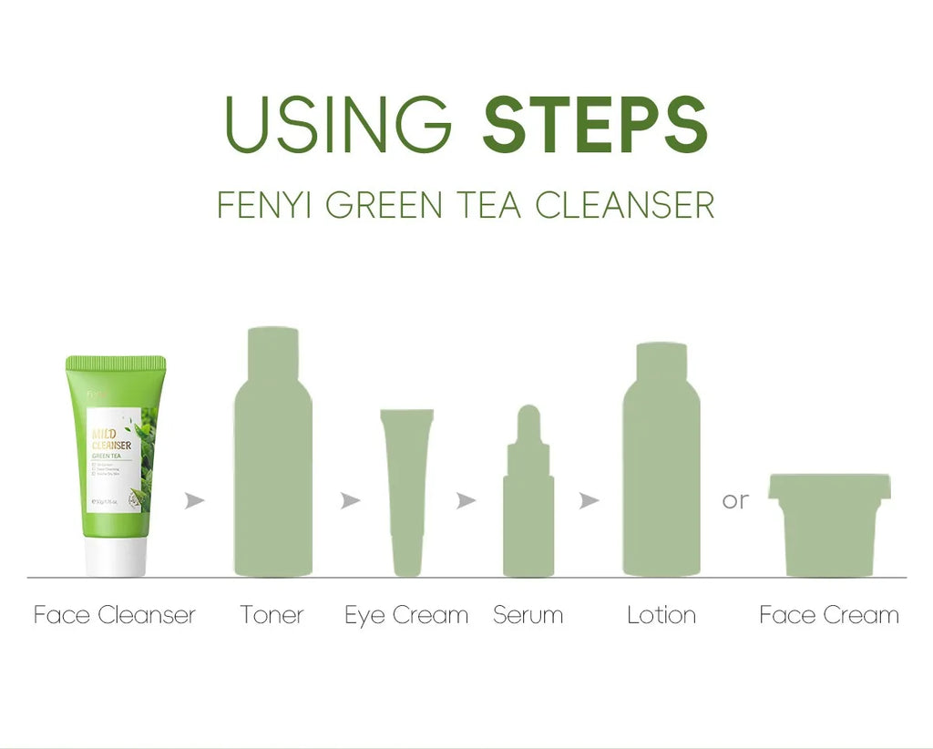 Green Tea Facial Cleanser Skin Deep Cleansing Moisturizing Blackhead Removal Skincare Face Wash Foam Face Cleanser Skin Care