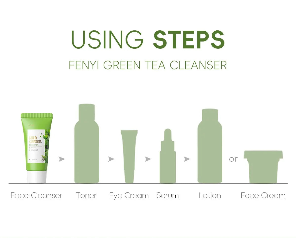 Green Tea Facial Cleanser Skin Deep Cleansing Moisturizing Blackhead Removal Skincare Face Wash Foam Face Cleanser Skin Care
