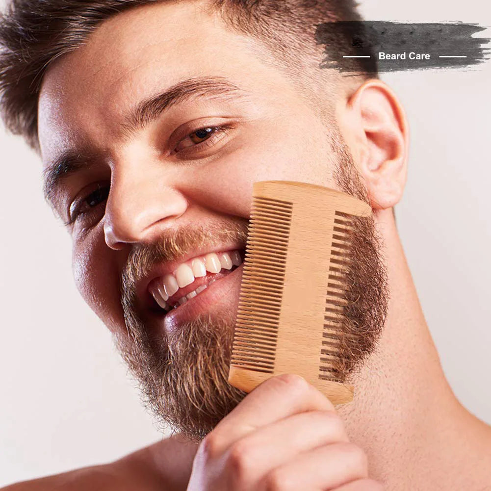 5/7/8 PCS Men's Beard care full set beard comb Balm Double-sided comb with roller beard growth liquid