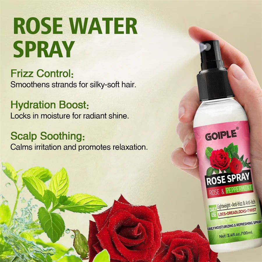 Rose Peppermint Shampoo with Hair Care Spray Moisturizing & Nourishing Conditioner Product Shampoo and Conditioner Set for Women