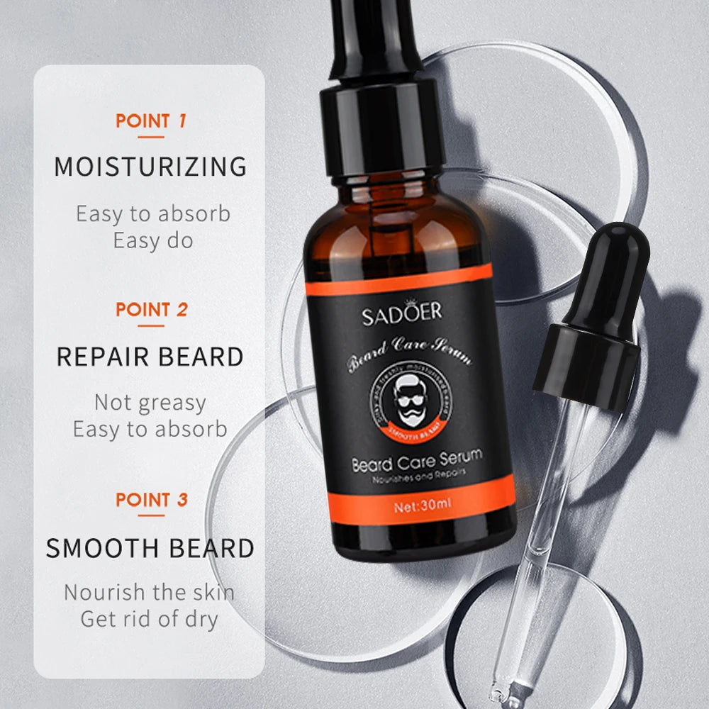 Natural Beard Balm And Beard Oil Moisturizing Smoothing Soften Beard Wax Cream Reduce Frizz And Split Ends Hair Care Essence Oil