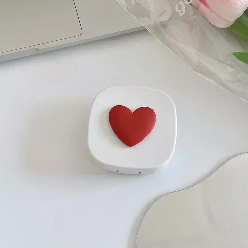 Women Color Contact Lens Case Red Heart Contact Lenses Box for Eyes Care Kit Glasses Case Holder Container