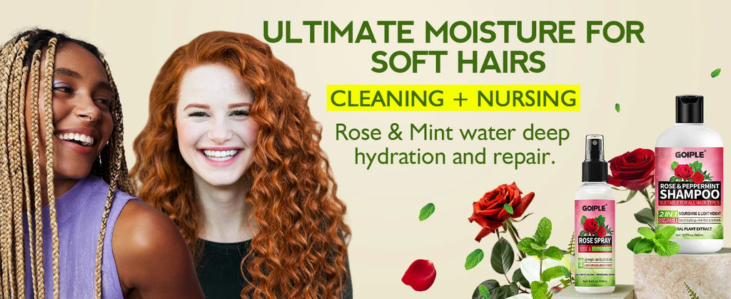 Rose Peppermint Shampoo with Hair Care Spray Moisturizing & Nourishing Conditioner Product Shampoo and Conditioner Set for Women