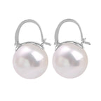 S925 Sterling Silver Jewelry Women Earrings 12MM/14MM Round Pearl Stone Earwires Jewelry Wedding Engagement Party Accessories