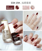 Nail Polish Without Baking Lamp White Fine Glitter Non-baking Non-peel Transparent Shiny Oil Base Coat Nude Nail Polish