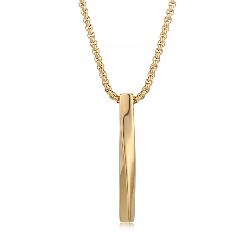 Mens Jewellery New Vintage Rectangle Pendant Necklace Men Width 3mm Stainless Steel Handmade Chain Necklace for Men Jewelry Gift