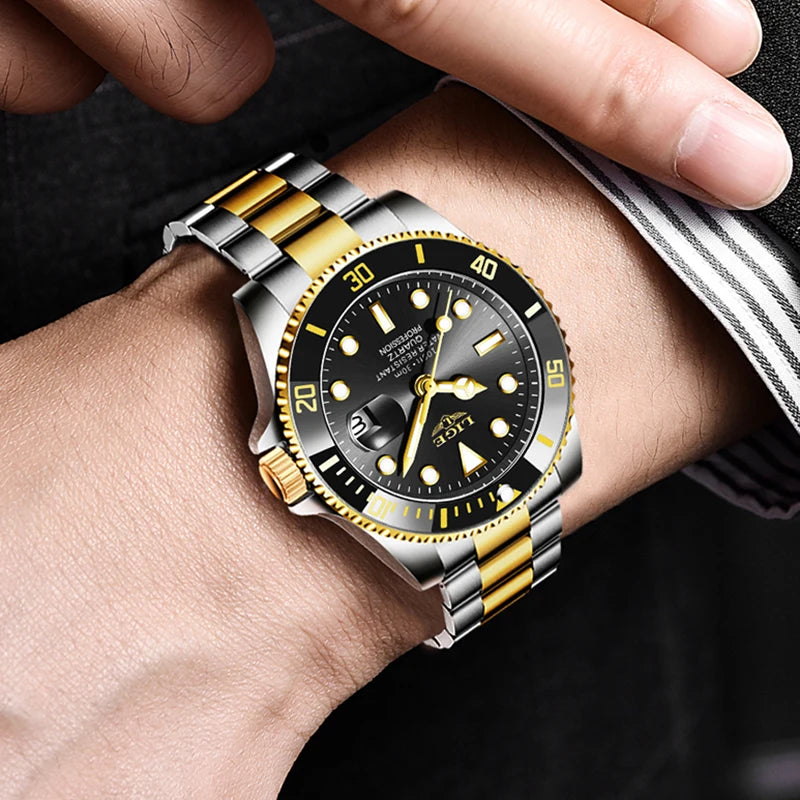 LIGE Men Watch Fashion Business Watch Men Top Brand Luxury Waterproof Luminous Quartz Wristwatches For Men Relogios Masculino