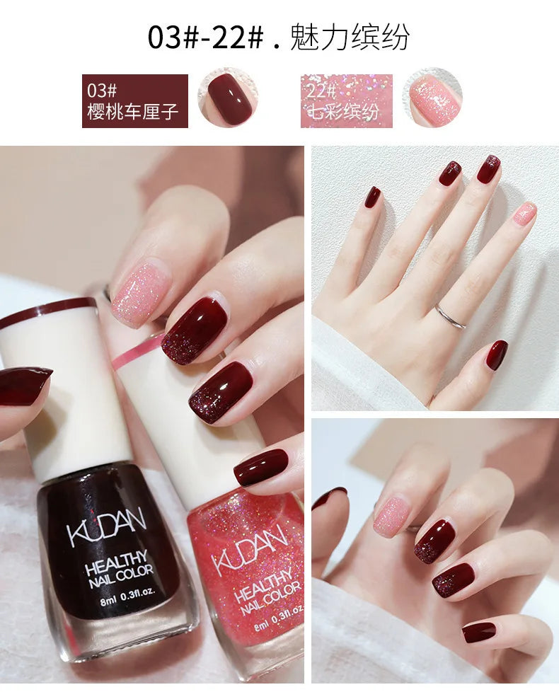 Nail Polish Without Baking Lamp White Fine Glitter Non-baking Non-peel Transparent Shiny Oil Base Coat Nude Nail Polish