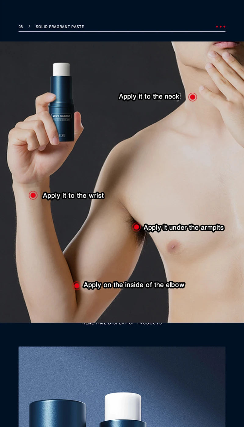 Fanzhen Men's Solid Cologne - Light and Fresh Scent, All-Over Use, Portable Stick for On-the-Go Convenience
