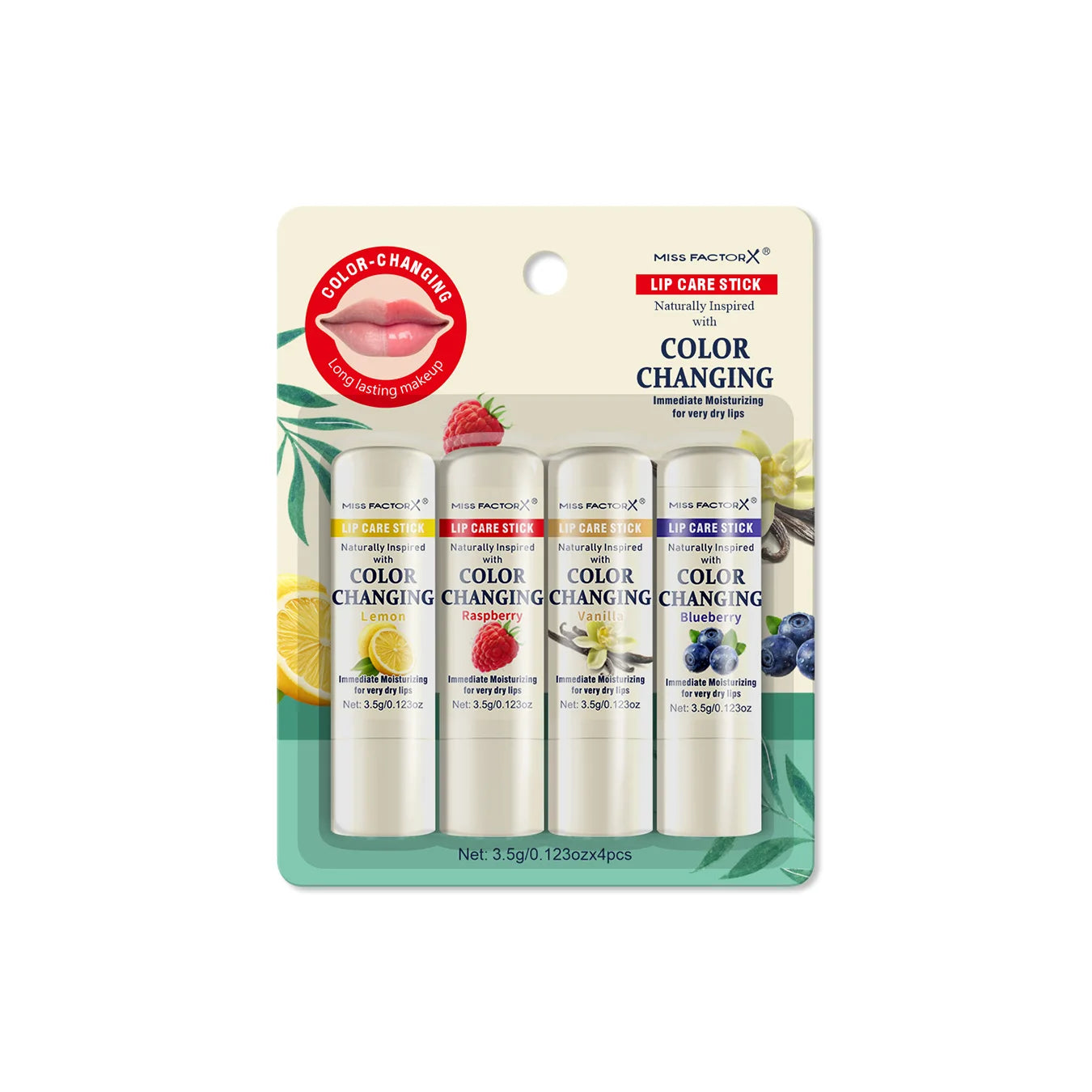4-pack moisturizing and color changing lipstick - moisturizing lips, natural luster, and hue suitable for all skin tones