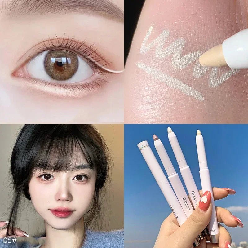 Diamond Glitter Eyeshadow Liner Pencil Face Makeup Highlighter Long lasting Matte Pink Silkworm Champagne Gold Eyeliner Pen