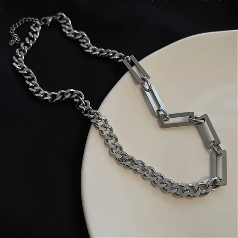 Stainless Steel Chains Rivet Choker Necklace for Men Hiphop Punk Neck Jewelry Short Collar Chain With Pendant Gothic Accessories