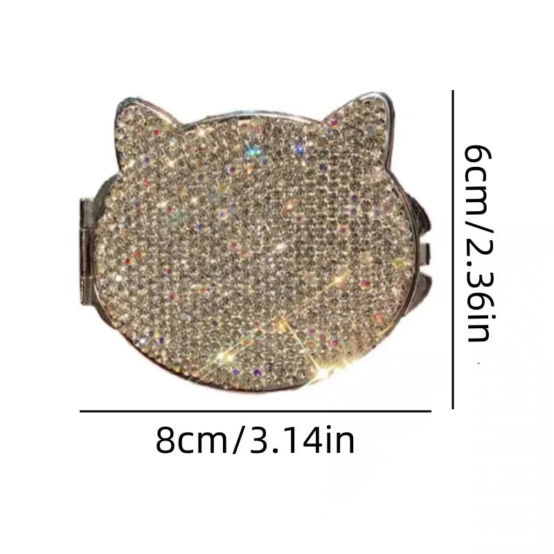Makeup Mirror Luxury Diamond Portable Pocket Compact Mirror Women's Gifts Handheld Cosmetic Mirror with Magnification