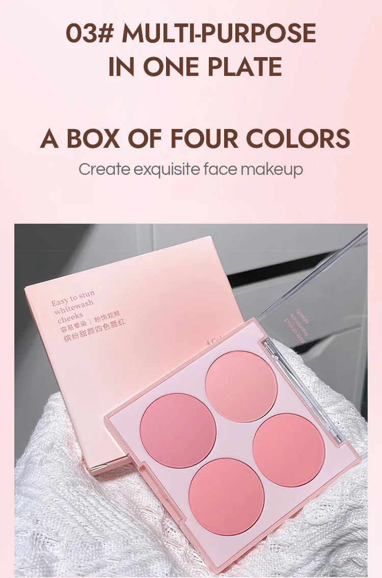 4 Colors Blush Powder Face Makeup Set Mixed Sweet Warm Colors Matte Cheek Powder Facial Beauty Cosmetic Makeup Blush