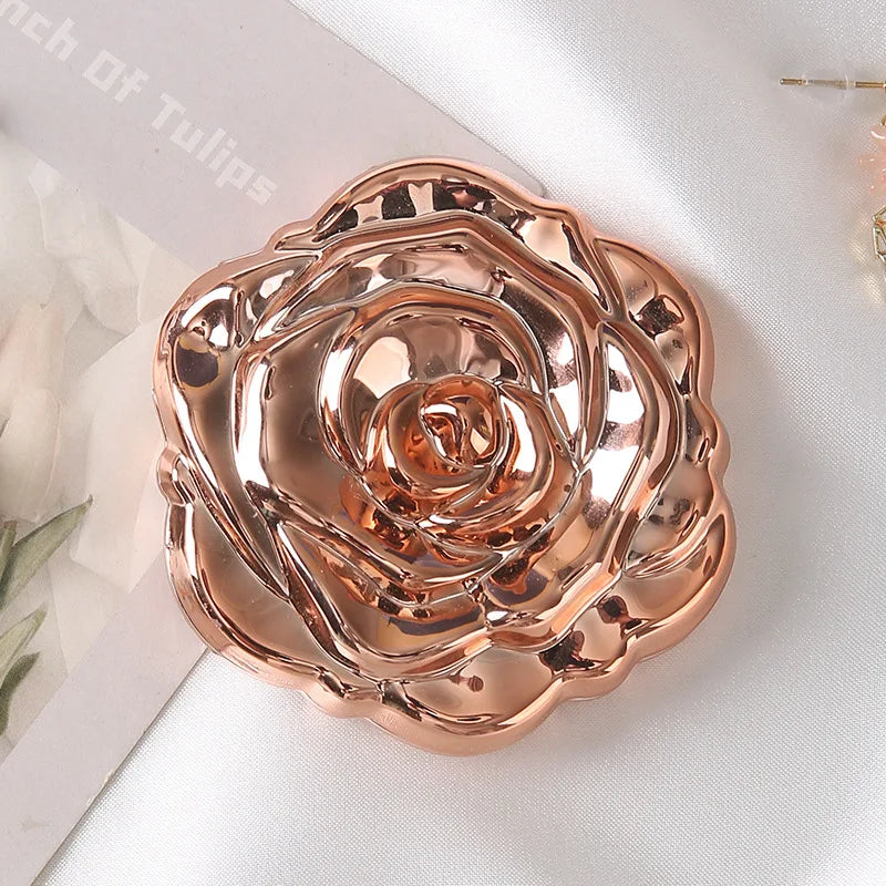 1PC Portable Mini Mirror Retro Rose Flower Small Pocket Makeup Mirror Double Sided Hand Mirrors Compact Cosmetic Beauty Tool