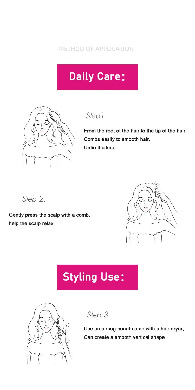 New Girls Hair Comb Scalp Massage Airbag Hairbrush Wet Curly Detangle Brush For Salon Hairdressing Styling Tools For  Women