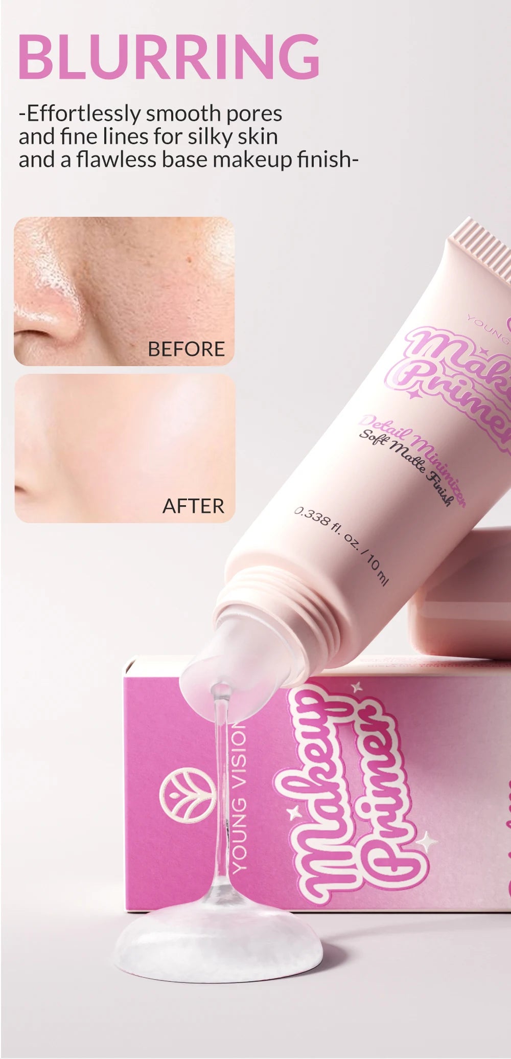 Pore-Blurring Makeup Primer Lightweight, Oil-Control Pre-Makeup Base Long-Lasting, Hydrating, and Smoothing Primer for Invisible