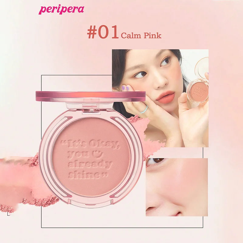 Single Color Blush Palette, Matte Fine Powder Cheek Blush, Non-Cakey, Long-Lasting, Nude Makeup, K-Beauty Cosmetic