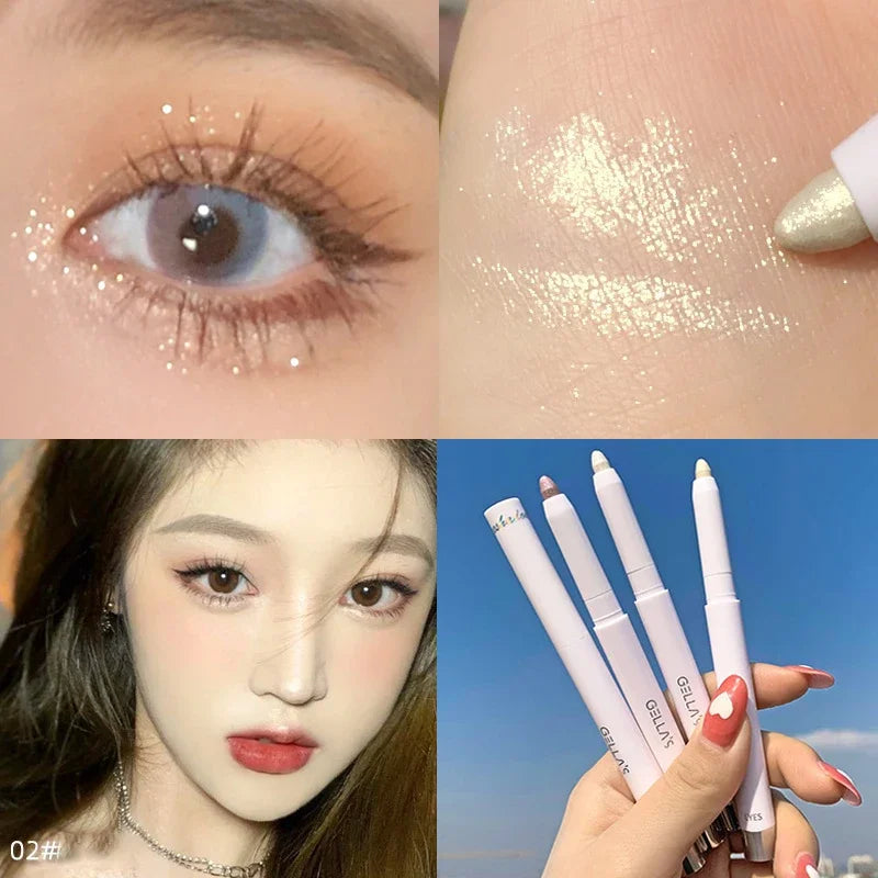 Diamond Glitter Eyeshadow Liner Pencil Face Makeup Highlighter Long lasting Matte Pink Silkworm Champagne Gold Eyeliner Pen