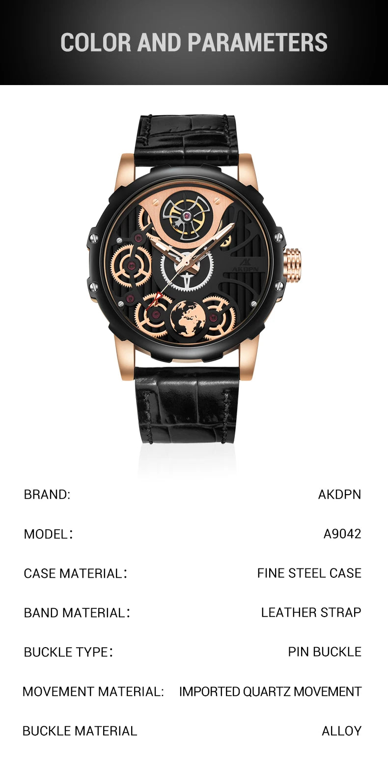 A high-end men's watch with cool retro and trendy style quartz watch