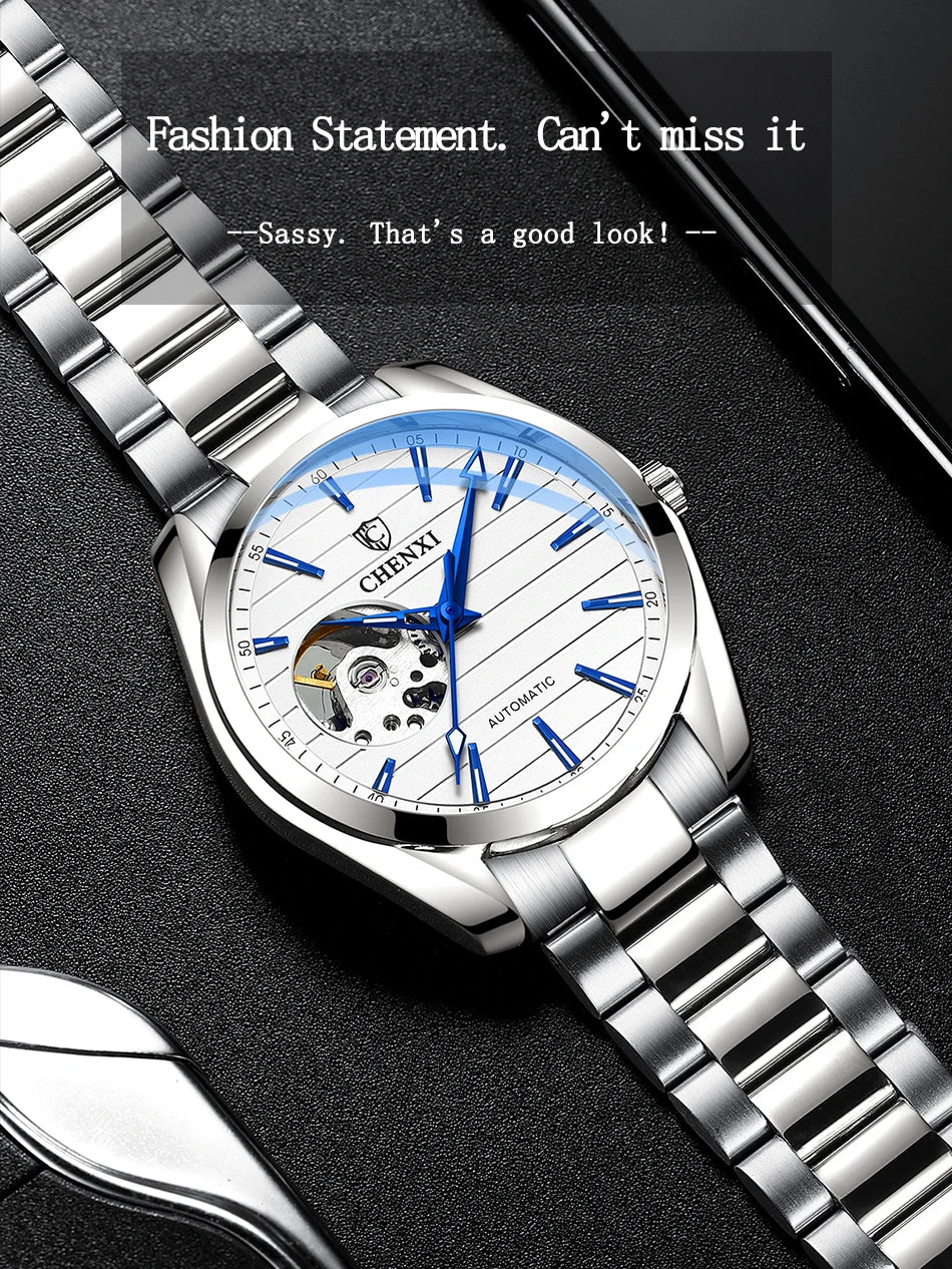 Luxury Fashion Mechanical Automatic Wristwatches For Men High Quality Stainless Steel Waterproof Luminous Mens Watch