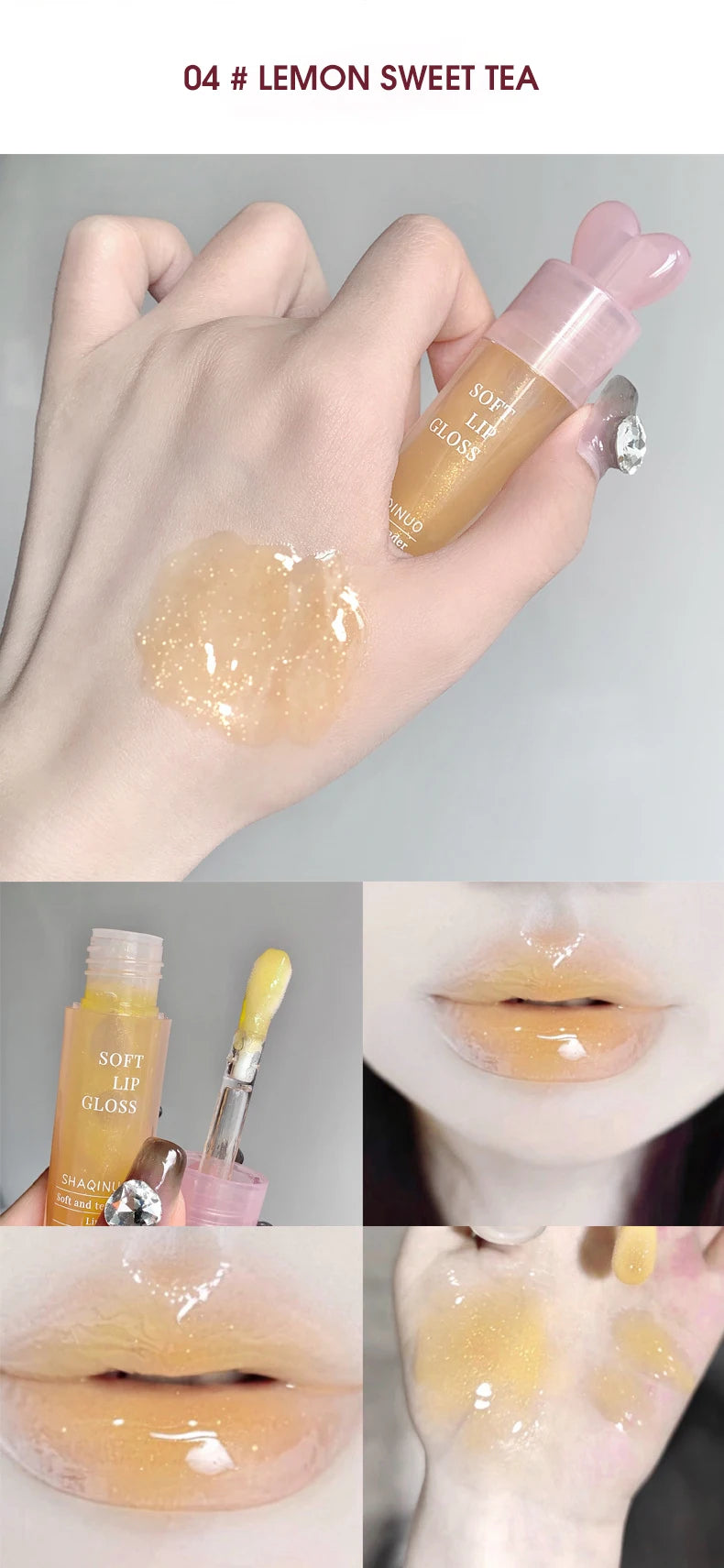Lightweight and plump lip balm with a glossy mirror finish. The glass lips are moisturized and moisturized with lip oil