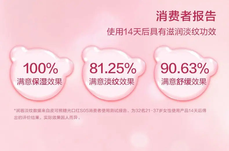 Pink Bear Water Essence Solid Lipgloss Moisturizing Mirror Lip Glaze LipSugar Light Lipstick Light Sensation Beauty Makeup