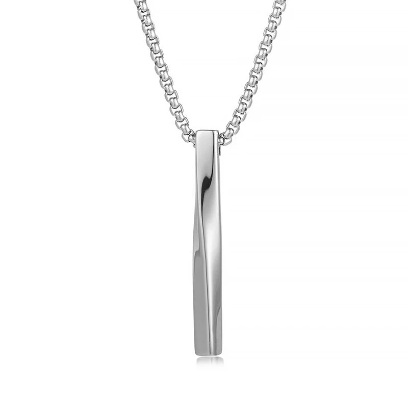 Mens Jewellery New Vintage Rectangle Pendant Necklace Men Width 3mm Stainless Steel Handmade Chain Necklace for Men Jewelry Gift