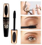 5D Mascara Waterproof Sweatproof Non Smudging Creates Dense Long Lashes With Silicone Brush Head For Base Laying