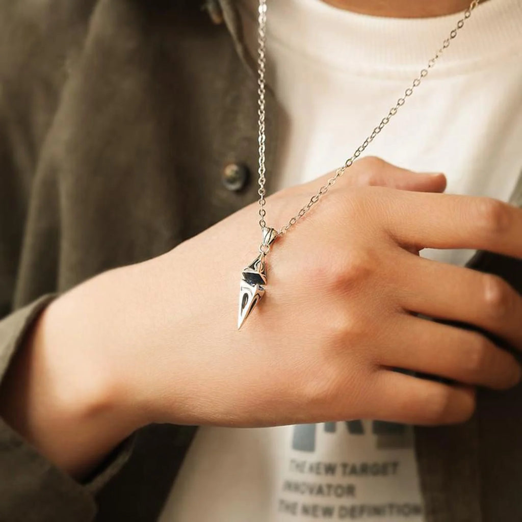 Stylish Blue Stone Man Necklaces Stainless Steel Jewelry Cube  Pendant Collar Birthday Party Dad Boyfriend Valentine Gifts