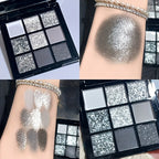 Smoked Eye Shadow Tray, 9 Color True Black Dark Grey Smoked Gothic Makeup Tray, 9 Color Soft Matte Flash High Pigment Basic