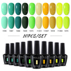 NAILCO 10PCS/Set Gel Nail Polish Gorgeous Full Coverage Semi Permanent Soak Off UV LED Gel Nail Art Base Top Coat Gel Polish Kit