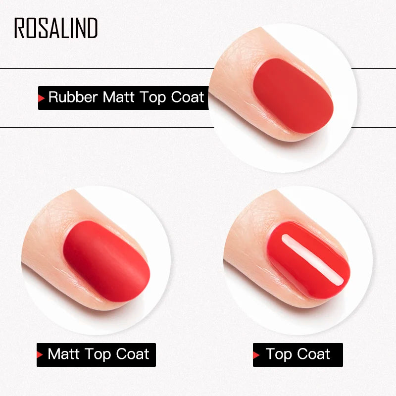 ROSALIND 7ML Matt Top Coat Nail Polish Lacquer Nail Gel Polish Vernis Semi Permanent Soak Off Gel Nail Polish Manicure Art
