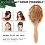 Natural Hair Brush Women Wide Tooth Hair Combs Healthy Paddle Cushion Massage Hairbrush Wooden Comb Hair Care Barber Accessories