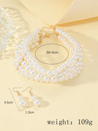New Trendy Jewelry Set For Women Elegant Charm Multi-layer Imitation Pearl Choker Necklace And Earrings Neck Accessories